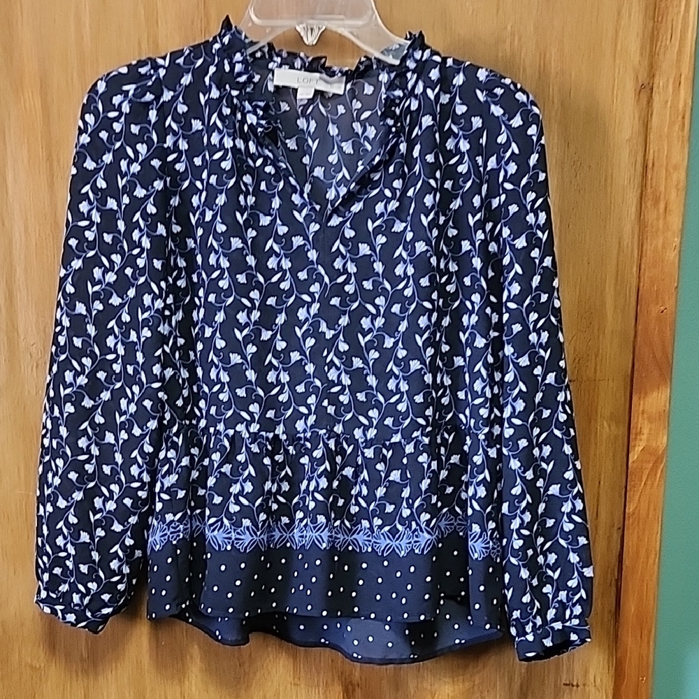 **2 for $10** Floral Navy Blouse